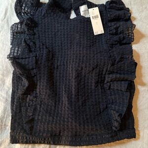 Maeve Black Ruffle Sleeve Top